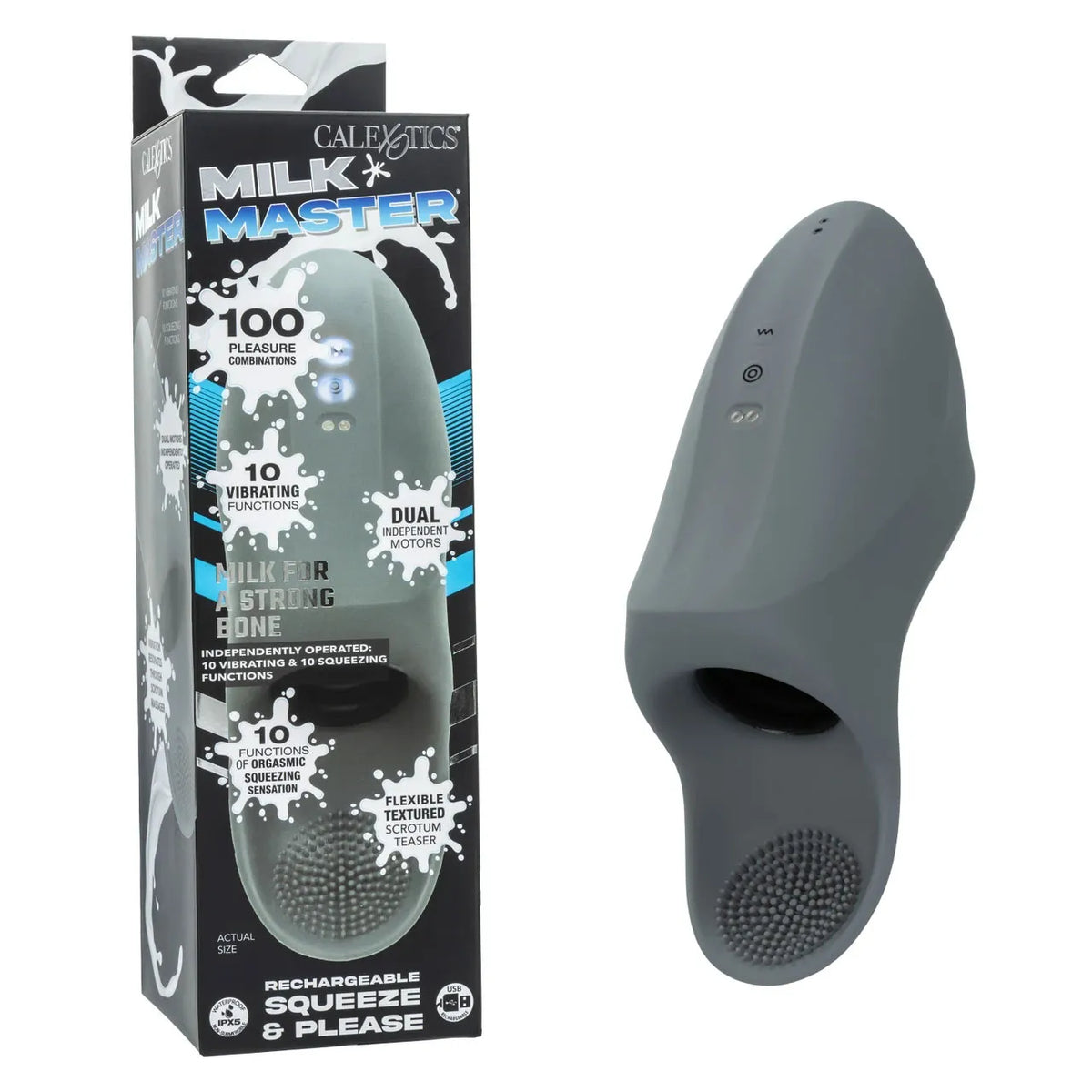 Milk Master Squeeze And Please - Rechargeable Vibrating Masturbator Gray > Sex Toys For Men > Masturbators Premium