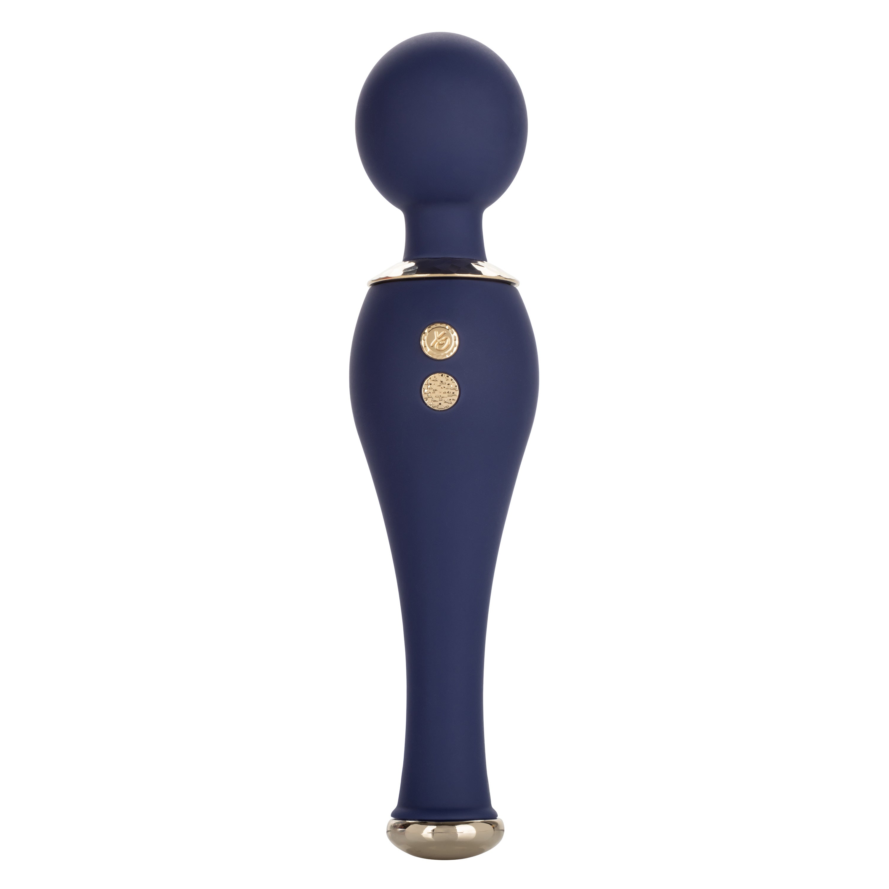 Chic Poppy Navy Blue Ultra-Plush Silicone Massager with 5 Vibration Levels and Gold Accents, Rechargeable, Waterproof > Sex Toys > Massage Wands