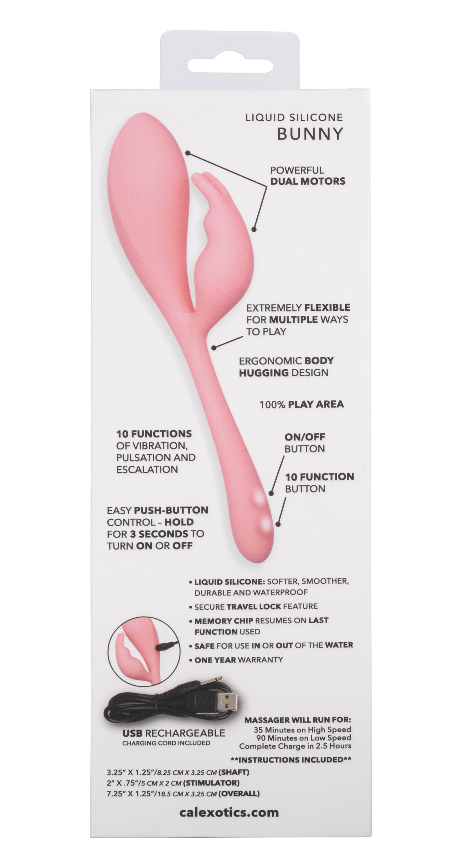 Elle Liquid Silicone Bunny 7.25 Inch Pink Flexible Vibrator | Dual Motor > Sex Toys For Ladies > Clitoral Vibrators and Stimulators