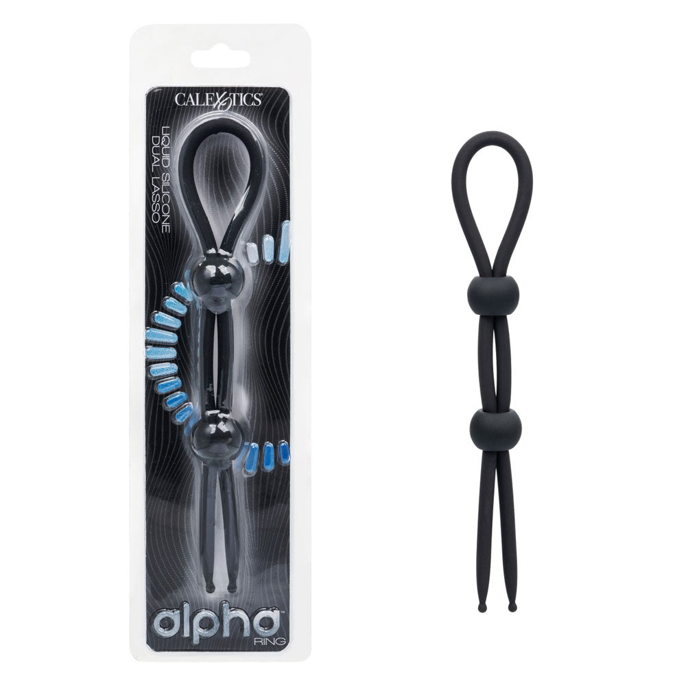 Alpha™ Liquid Silicone Dual Lasso - Black COCK RINGS Adjustable