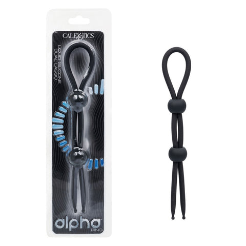 Alpha™ Liquid Silicone Dual Lasso - Black COCK RINGS Adjustable