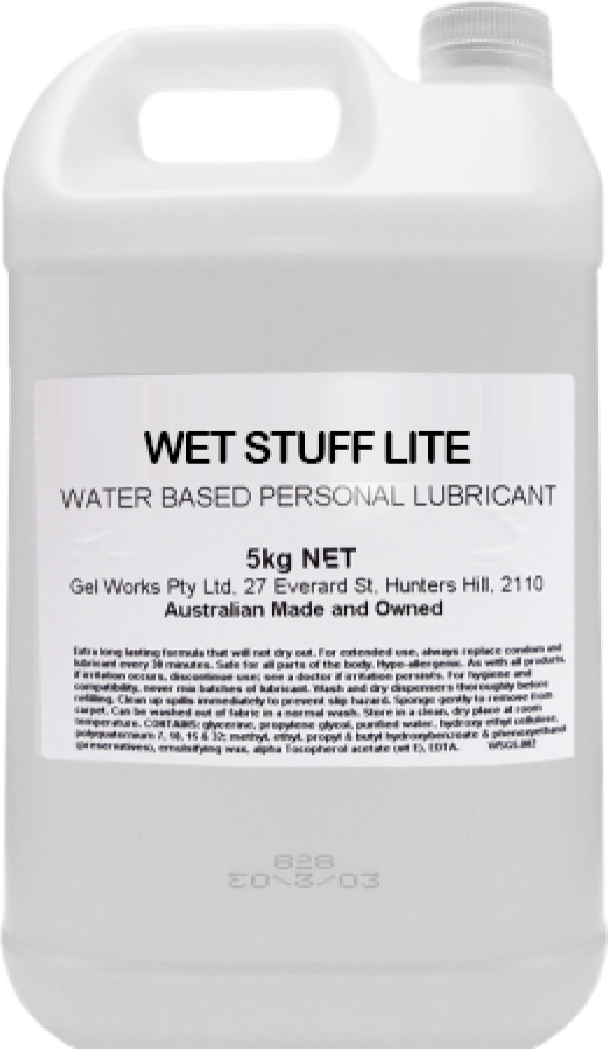 Wet Stuff Lite Water-Based Lubricant – Reduced Glycerine Sensitive Skin Formula 5kg > Lube > Water Based