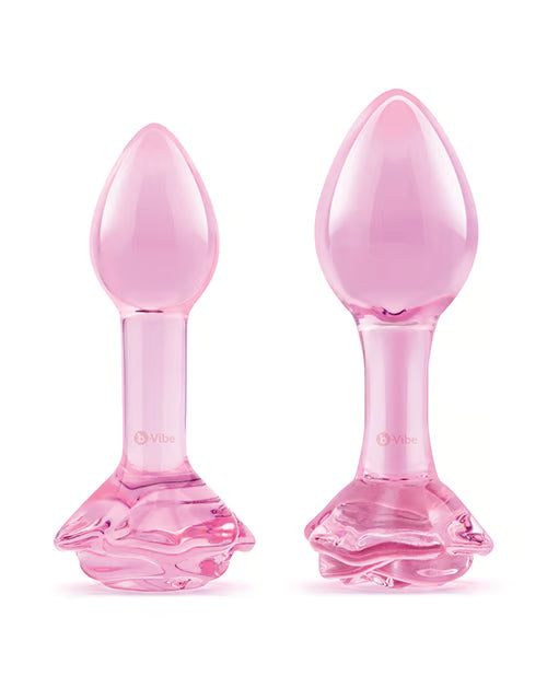 b-Vibe Pink Roses Glass Butt Plug Training Set Secondary image