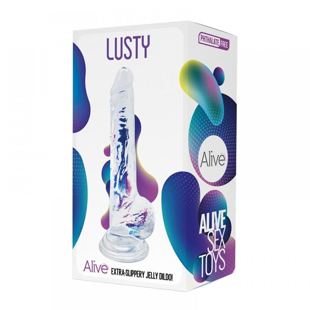 Alive Lusty 7 Inch Transparent Hypoallergenic Jelly Dildo Waterproof > Dildos > Realistic Dildos