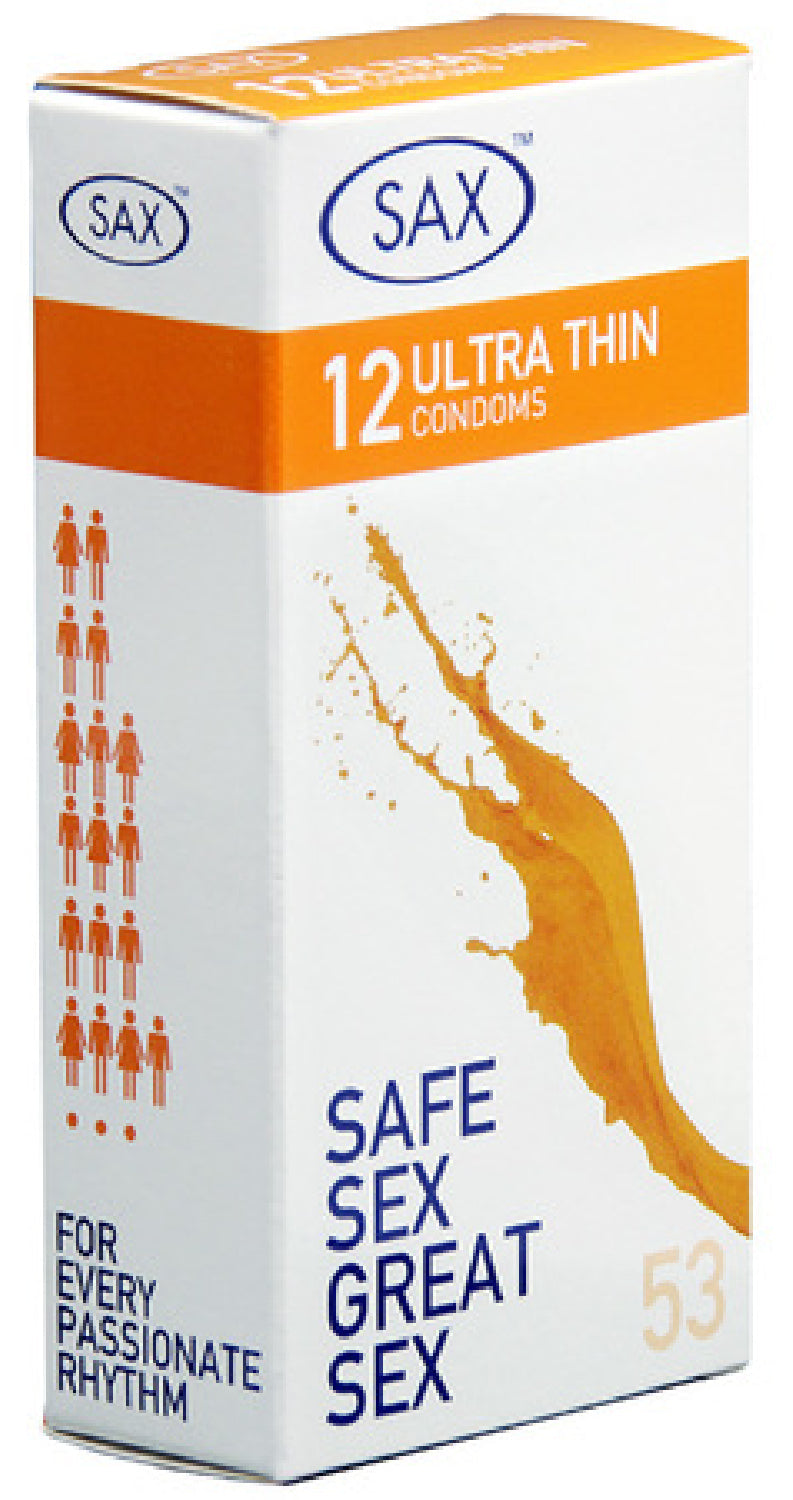 Sax Condoms Regular – Ultra Thin 53mm Nominal Width Latex Condoms Pack of 12 > Essentials > Condoms