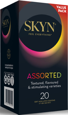 Skyn Assorted Experience – Textured Flavoured 20 Pack Condoms with non-Latex Skynfeel Material > Essentials > Condoms
