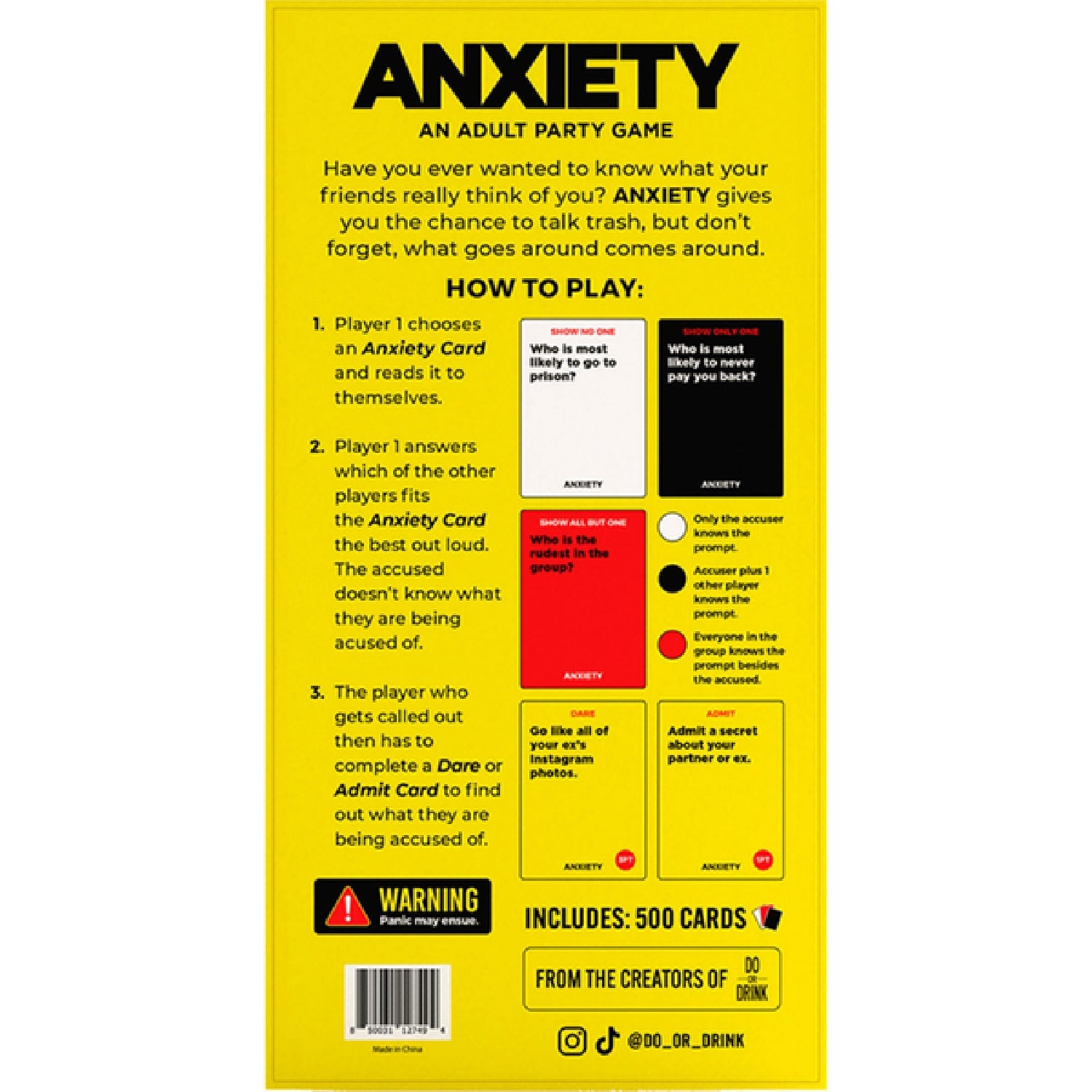 Anxiety Party Card Game – Social Game for 4 or More Players Ages 17 and Up > Novelties > Card Games
