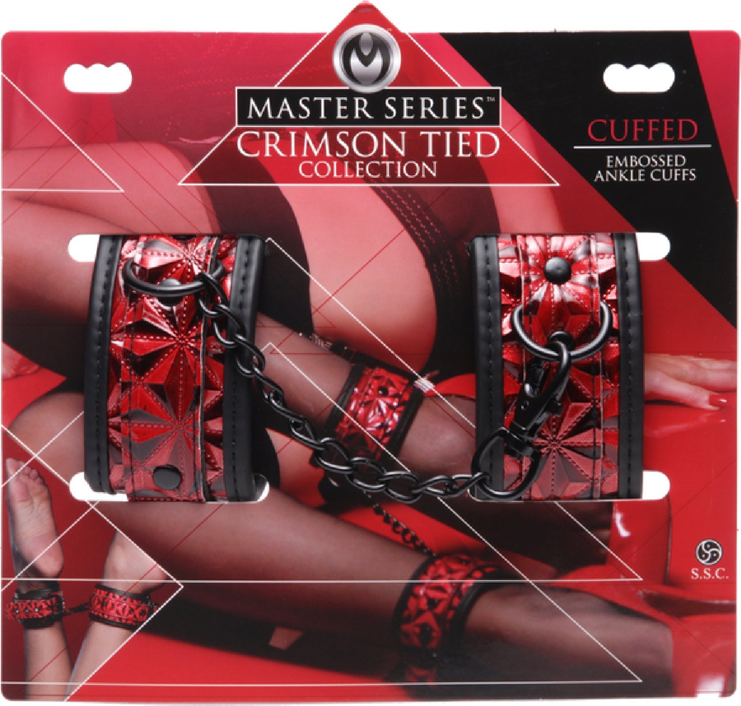 Crimson Tied Embossed Ankle Cuffs – Adjustable Bondage Accessories > Bondage Gear > Restraints Main image
