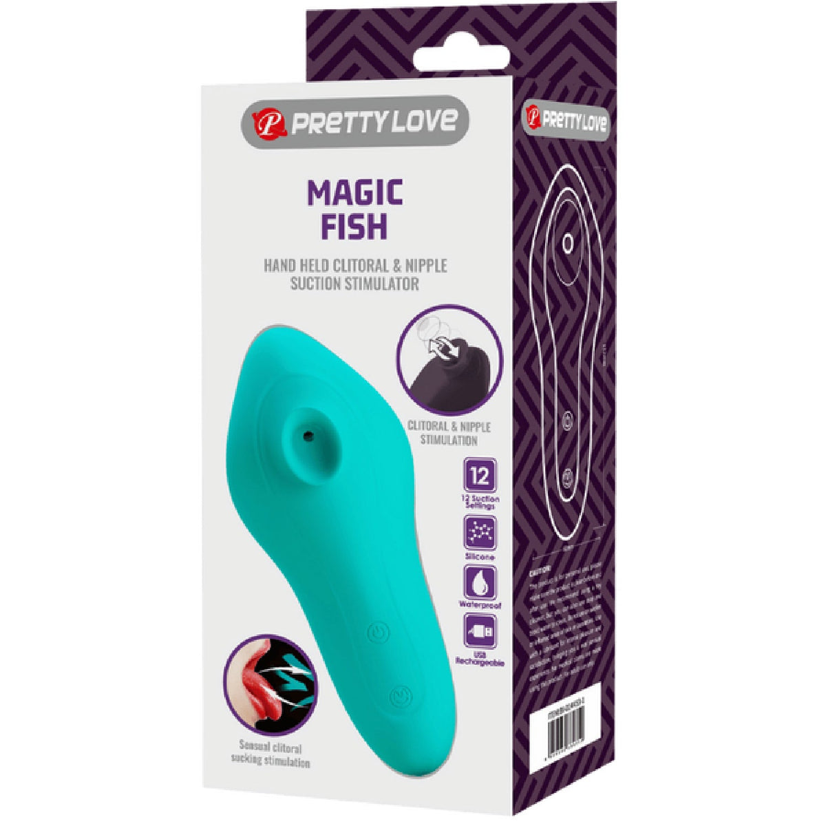 Pretty Love Magic Fish – Rechargeable Silicone 12 Function Clitoral Suction Stimulator > Sex Toys For Ladies > Clitoral Vibrators and Stimulators