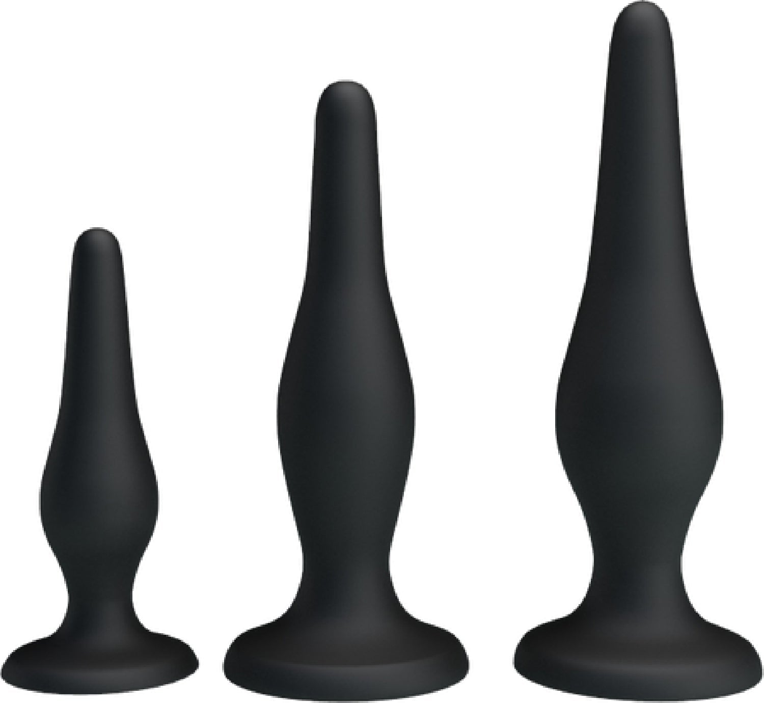 Beginner's Mini Anal Kit – Three Silicone Butt Plugs with Tapered Tips Set Secondary image