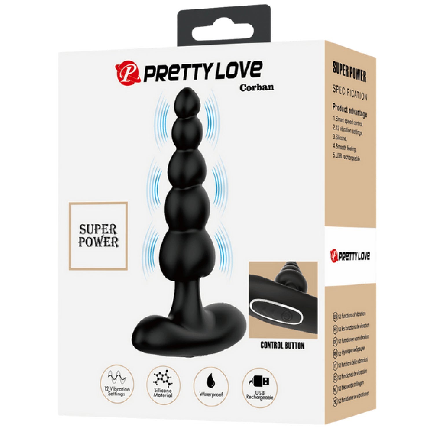 Corban Rechargeable Butt Plug – Flexible Graduated Anal Beads Sex Toy > Anal Range > Vibrating Butt Plugs