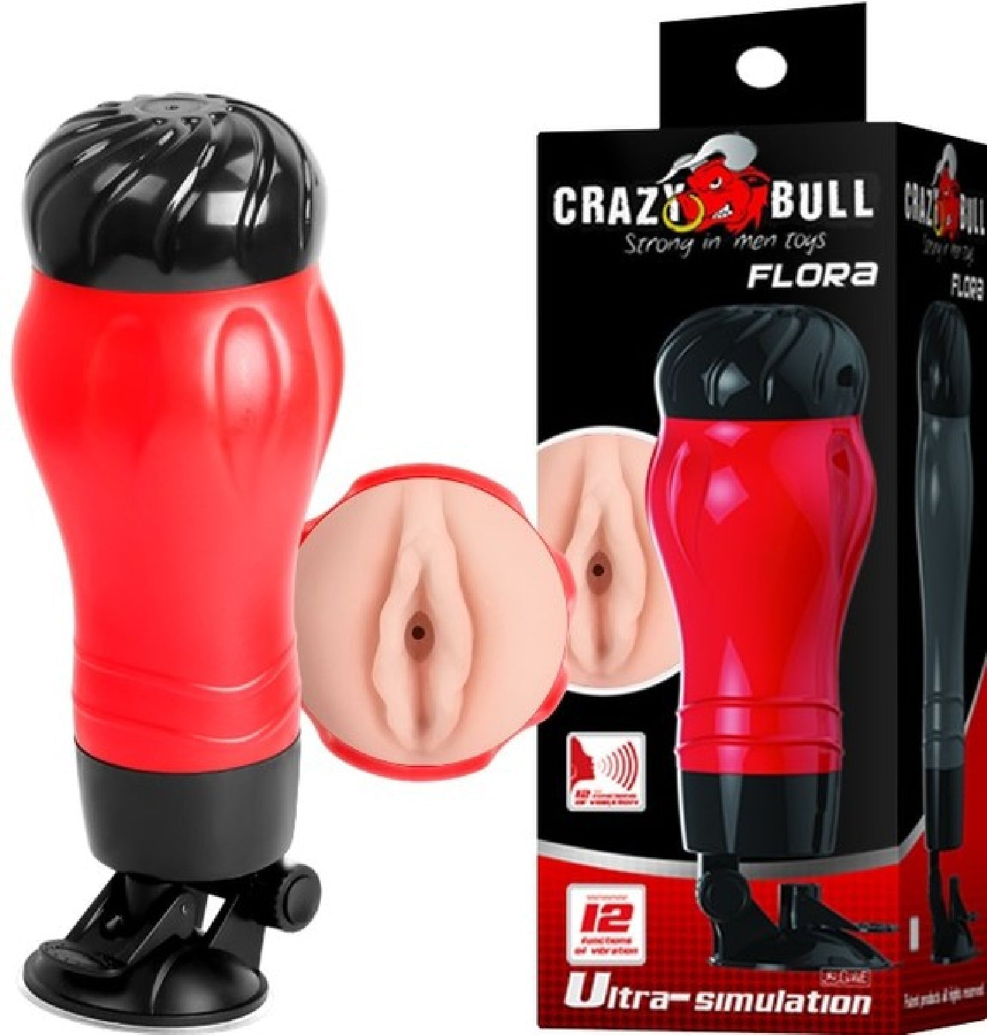 Flora Pussy Masturbator – Vibrating Male Stroker with 12 Functions One Size > Sex Toys For Men > Masturbators > Vibrating