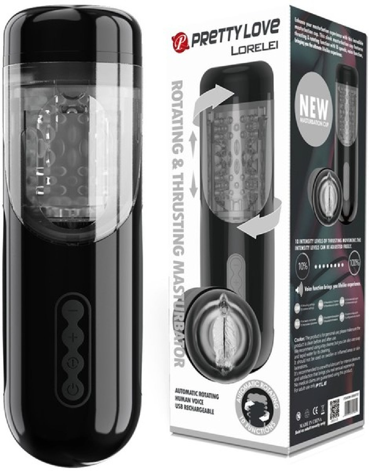 Pretty Love Lorelei – Rotating and Thrusting Male Masturbator with 10 Speeds > Sex Toys For Men > Masturbators > Vibrating