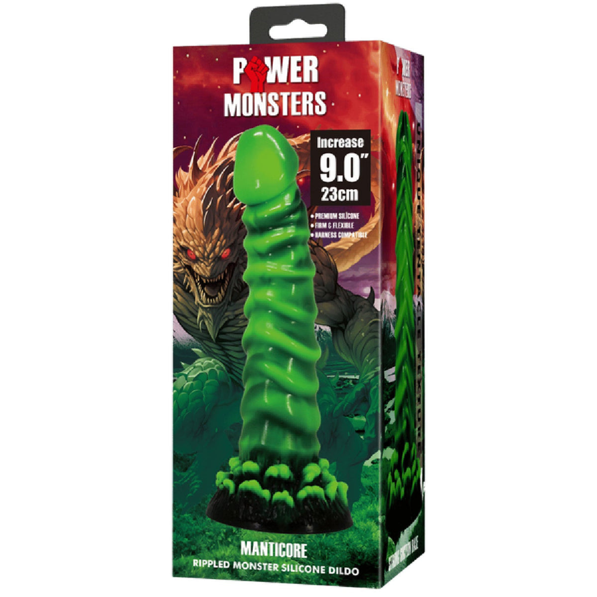 Manticore 9 Inch Textured Silicone Dildo – Body-Safe with Strong Suction Cup > Dildos > Fantasy