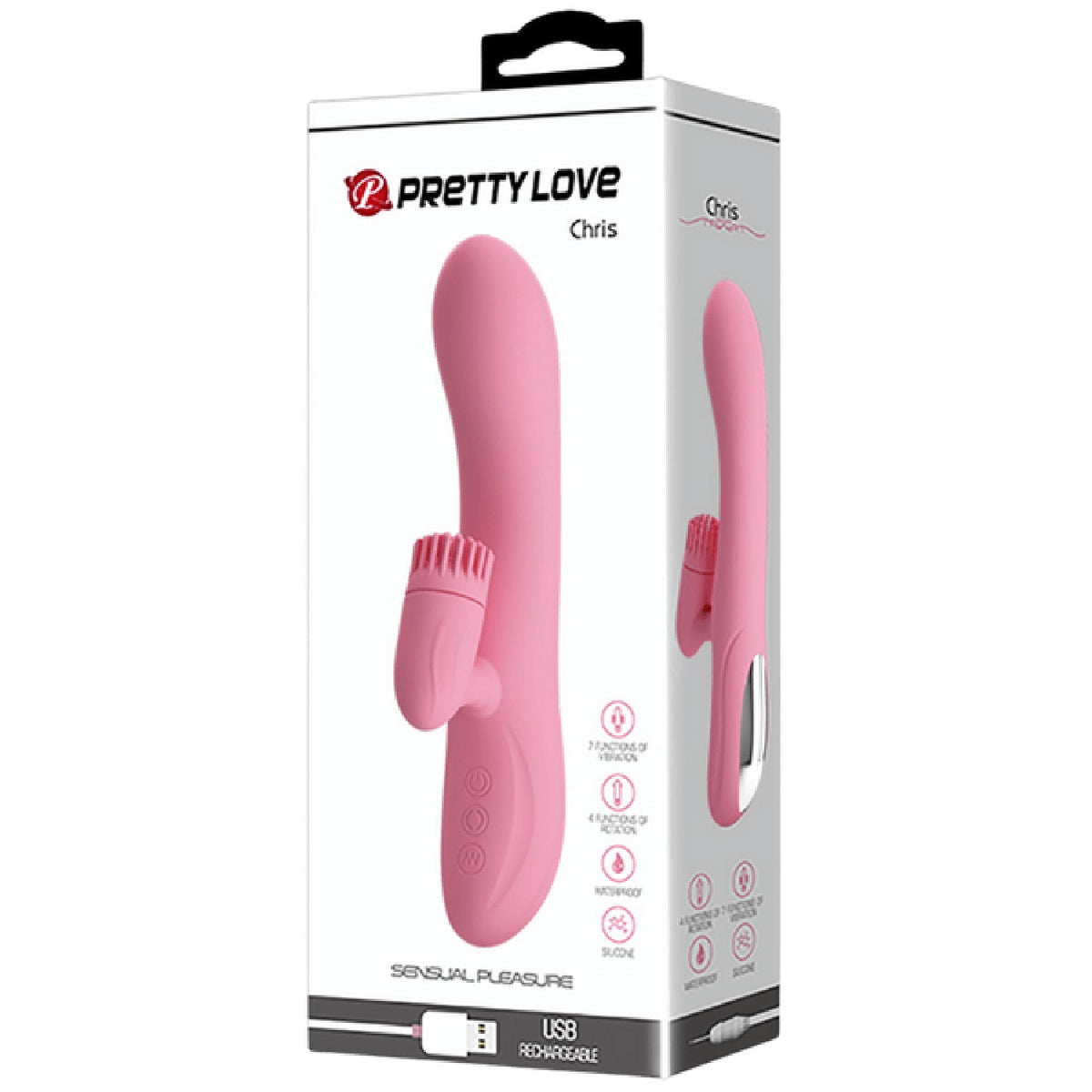 Chris Rechargeable Rotating Tongue Rabbit Vibrator > Vibrators > Ladies > Rabbit Multi