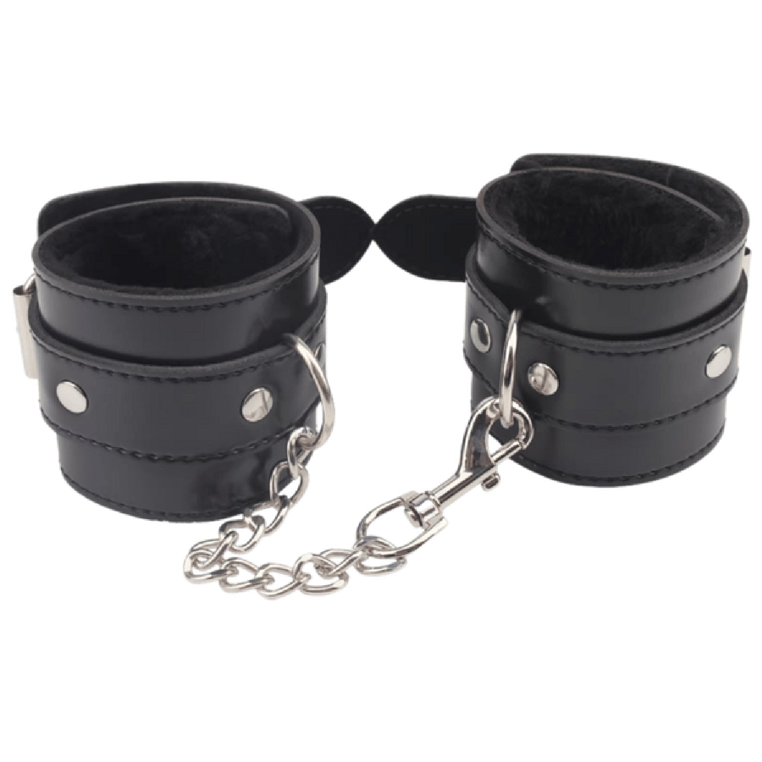Obey Me Leather Hand Cuffs – Adjustable Metal Hook Handcuffs Secondary image
