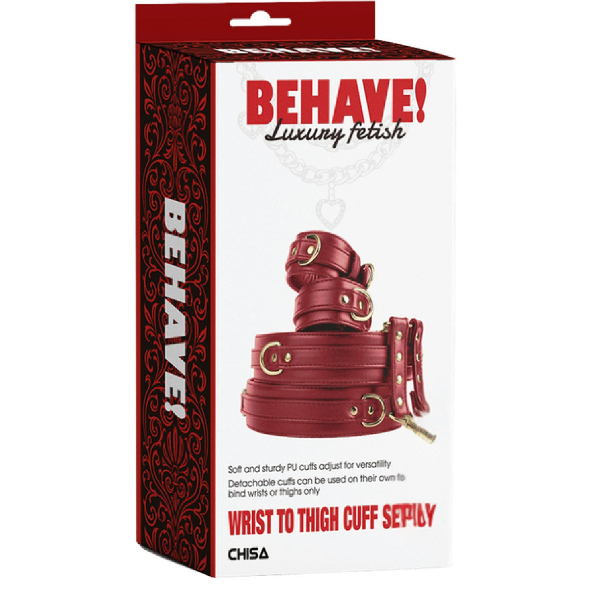 Wrist to Thigh Cuff Set – Adjustable PU Cuffs Restraint Set > Bondage Gear > Restraints