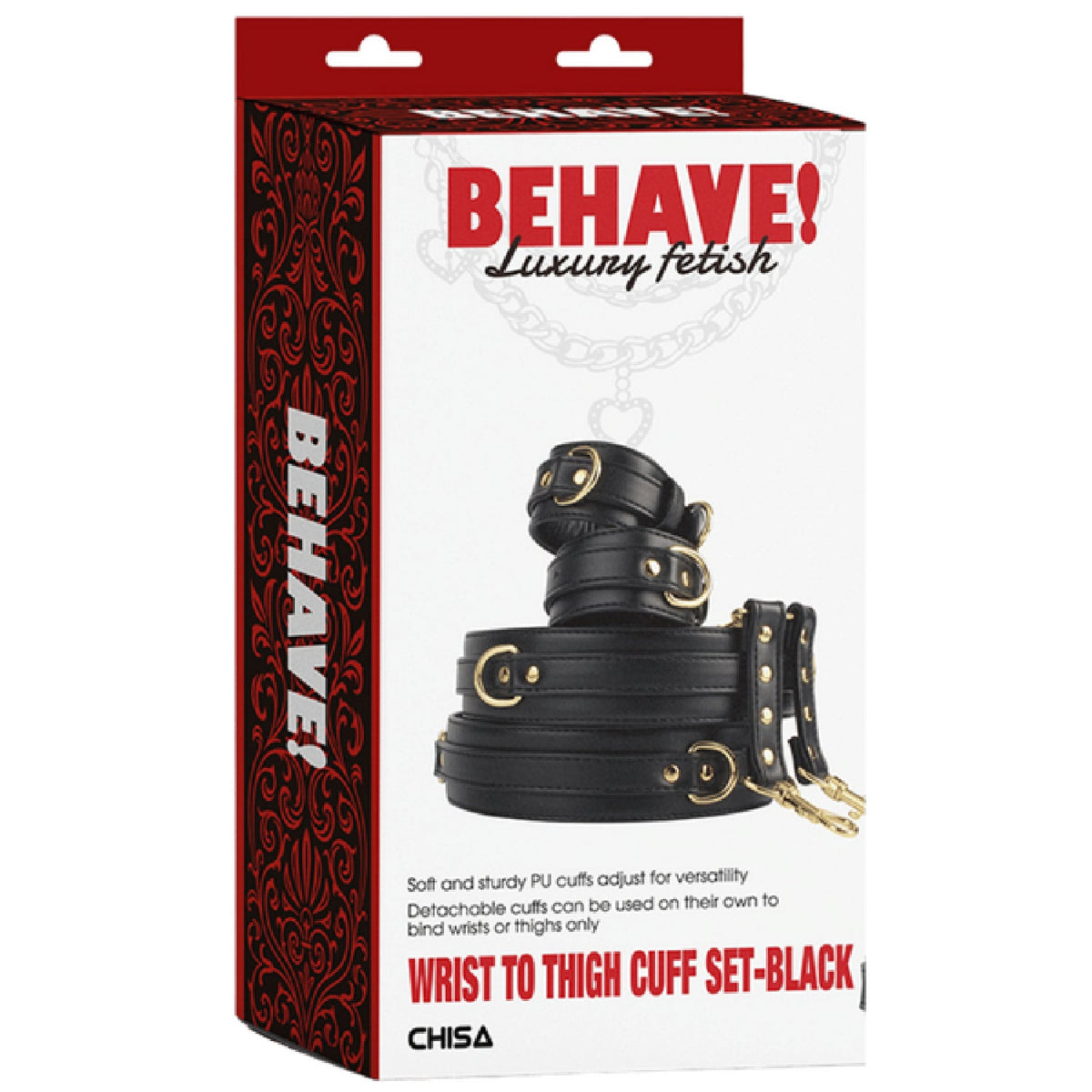 Wrist to Thigh Cuff Set – Adjustable Soft PU Cuffs Restraint Set > Bondage Gear > Restraints