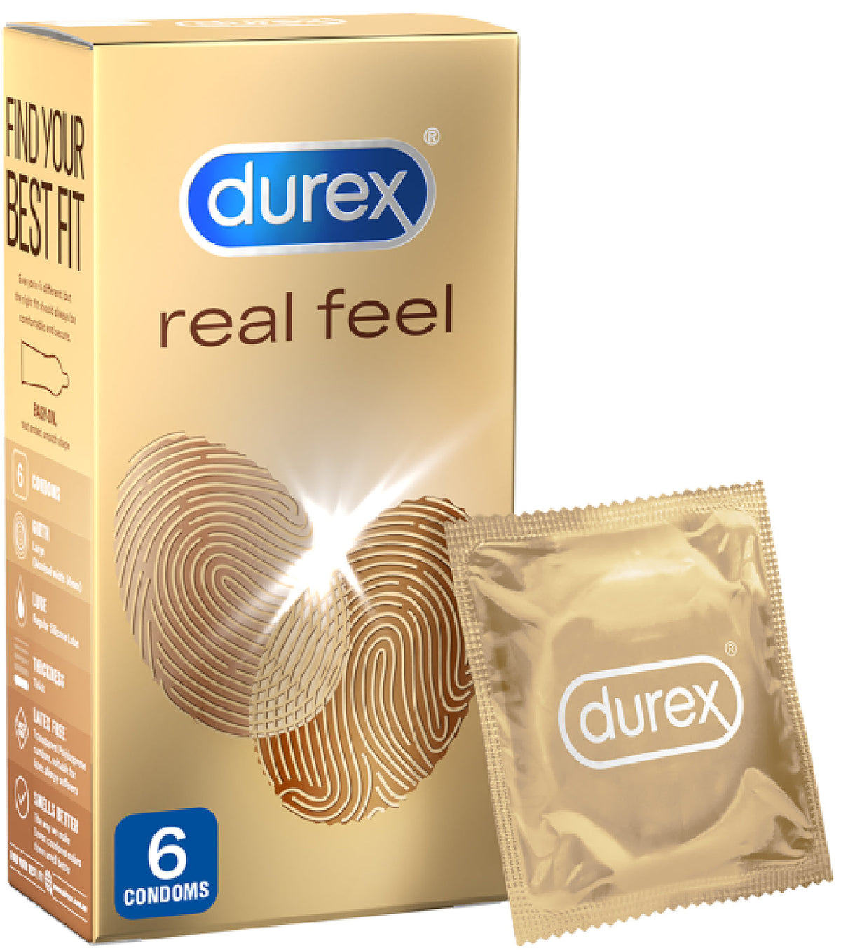 Durex RealFeel – Non-Latex Condoms 56mm Natural Skin Feeling 6 Pack > Essentials > Condoms > Non-Latex