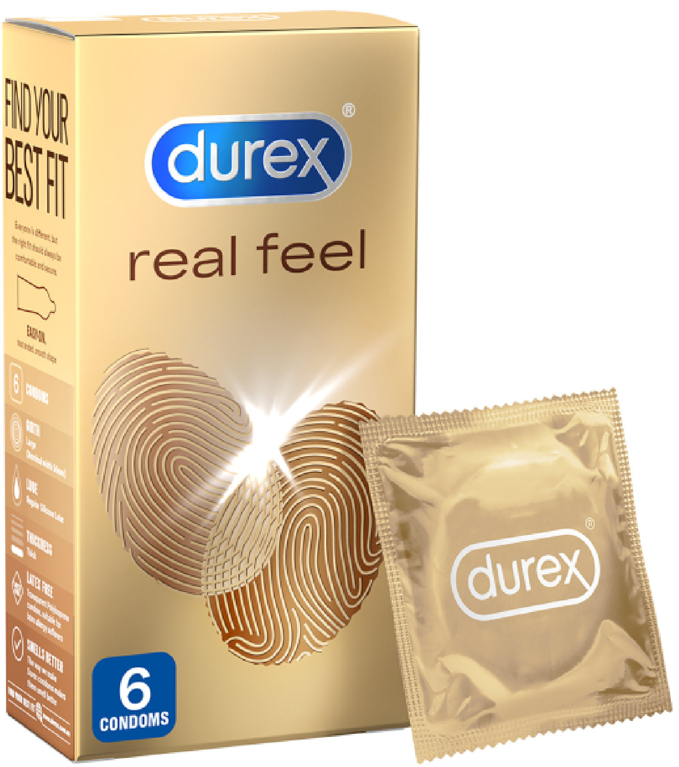 Durex RealFeel – Non-Latex Condoms 56mm Natural Skin Feeling 6 Pack > Essentials > Condoms