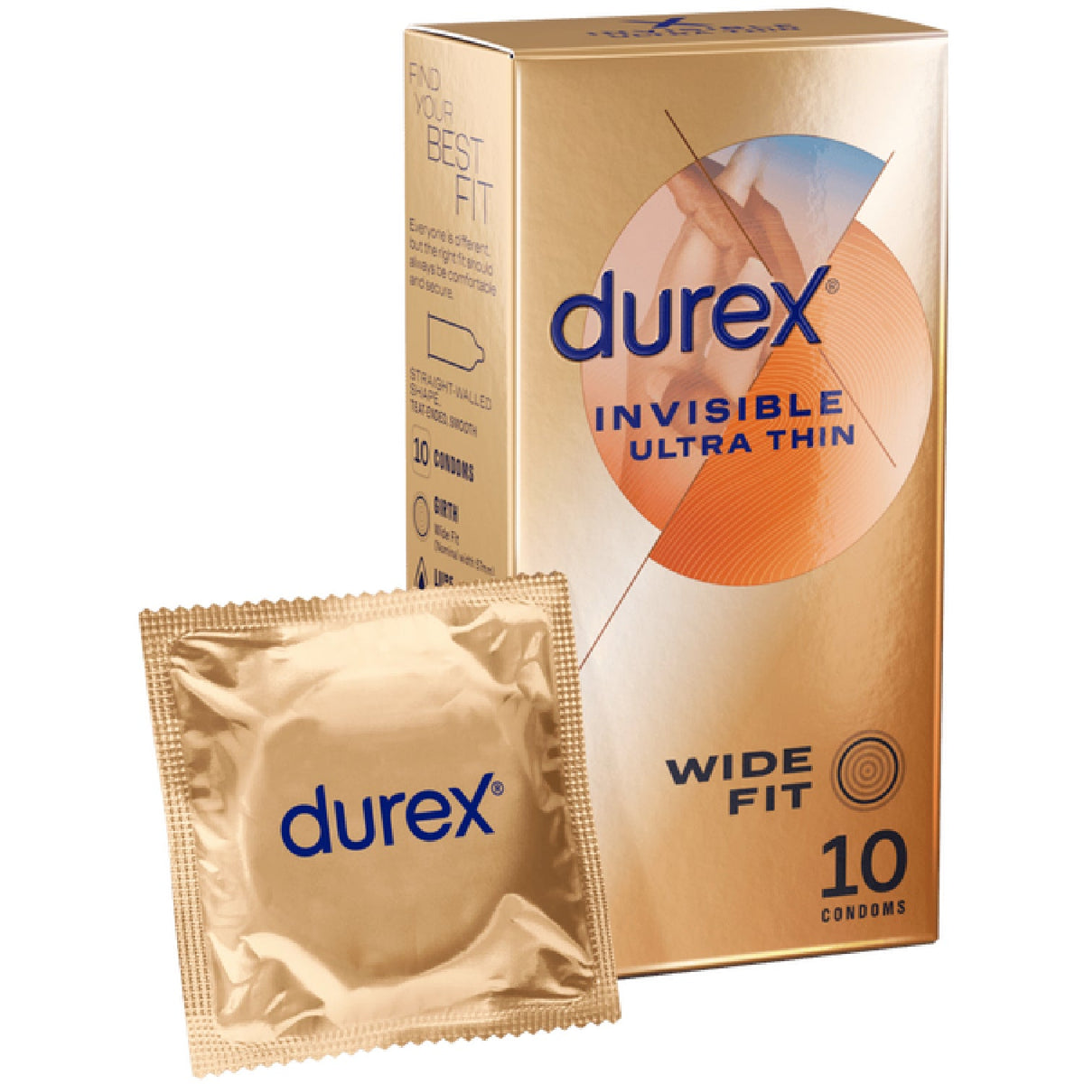 Durex Invisible Wide Fit – Extra Thin 57mm Latex Condom 10 Pack > Essentials > Condoms