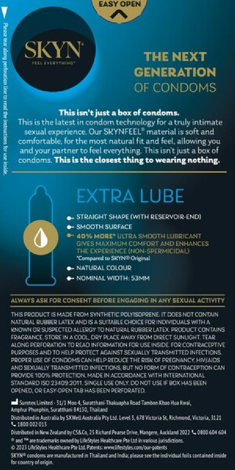 Skyn Extra Lubricated Condoms – Ultra Smooth Long-Lasting 10 Pack > Essentials > Condoms
