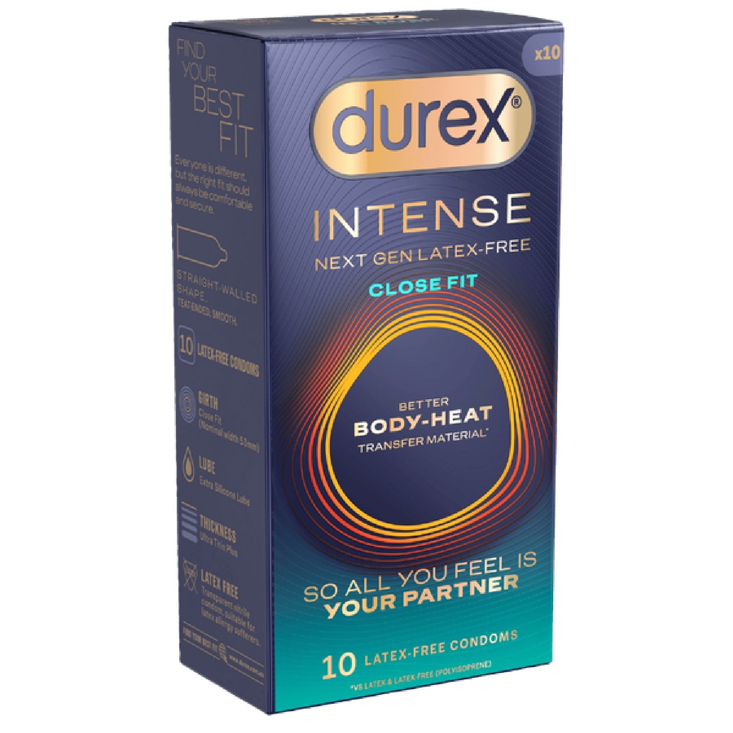 Durex Intense Close Fit – Next-Gen Latex-Free Premium Condoms 10 Pack > Essentials > Condoms