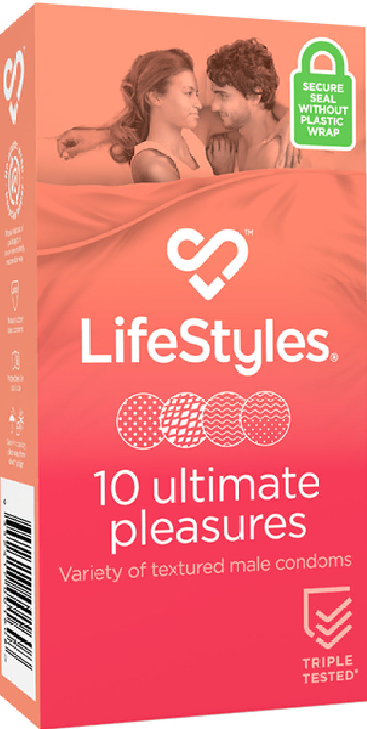 LifeStyles Ultimate Pleasures Variety Pack – Textured Lubricated Condoms Pack of 10 > Essentials > Condoms Main image