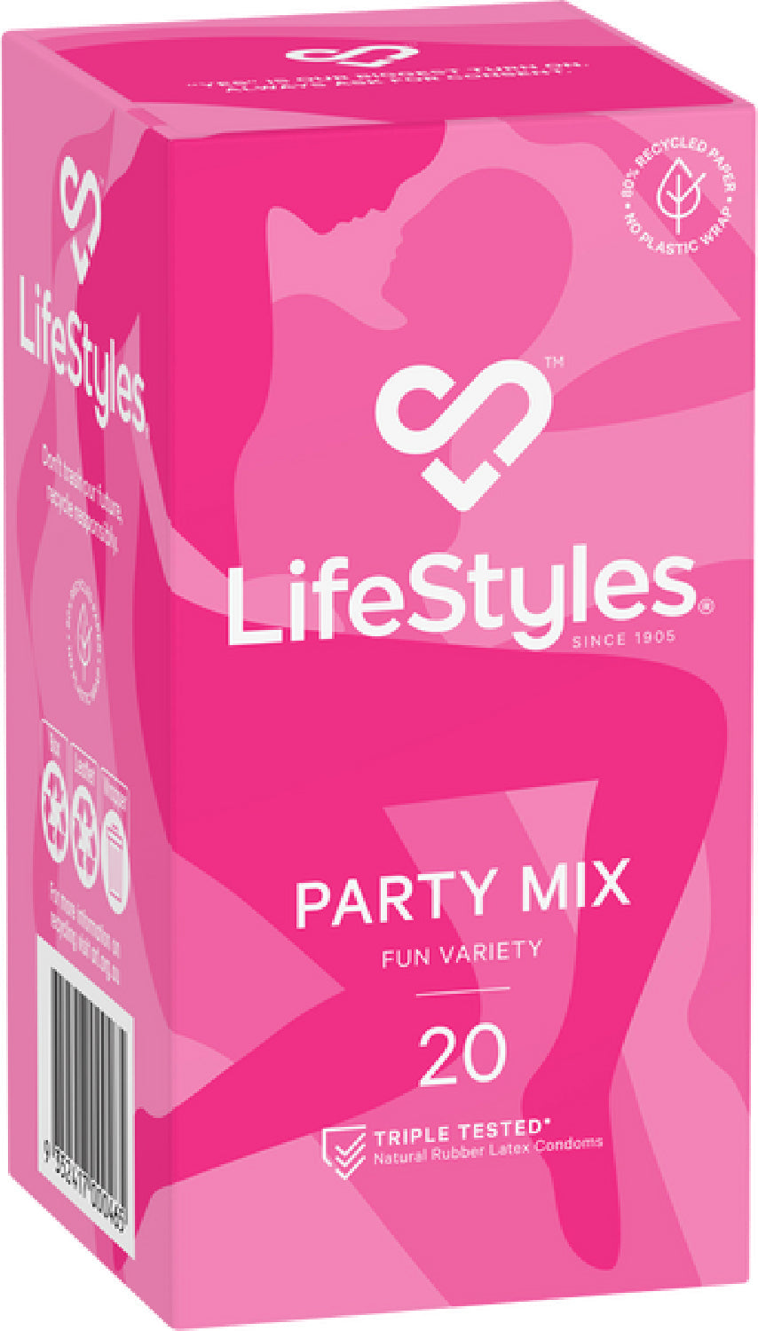 LifeStyles Party Mix – Assorted Flavoured Textured Condoms 53mm 20 Pack > Essentials > Condoms