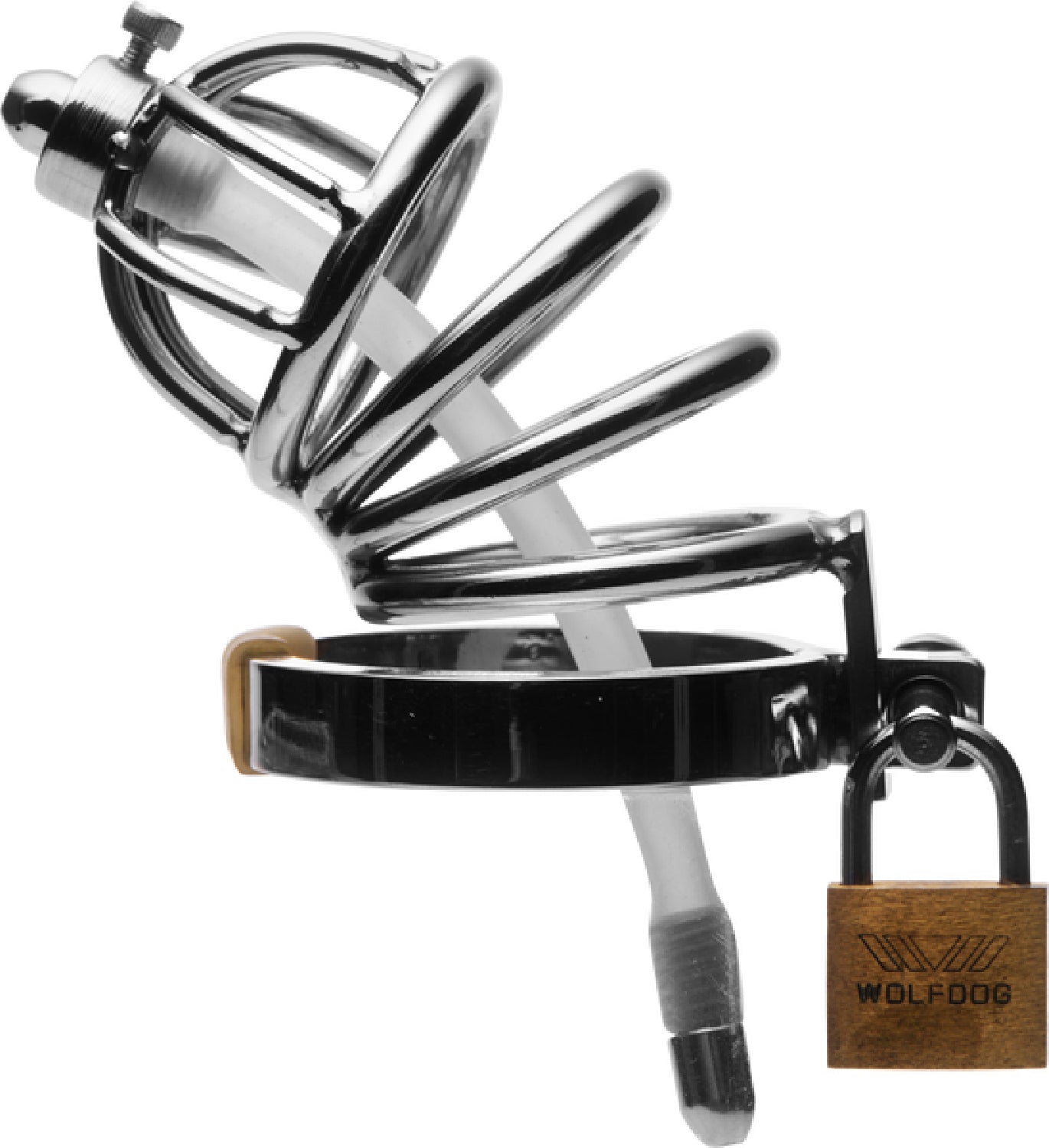 Stainless Steel Chastity Cage With Removable Silicone Urethral Plug – Penis Plug > Bondage Gear > Male Chastity