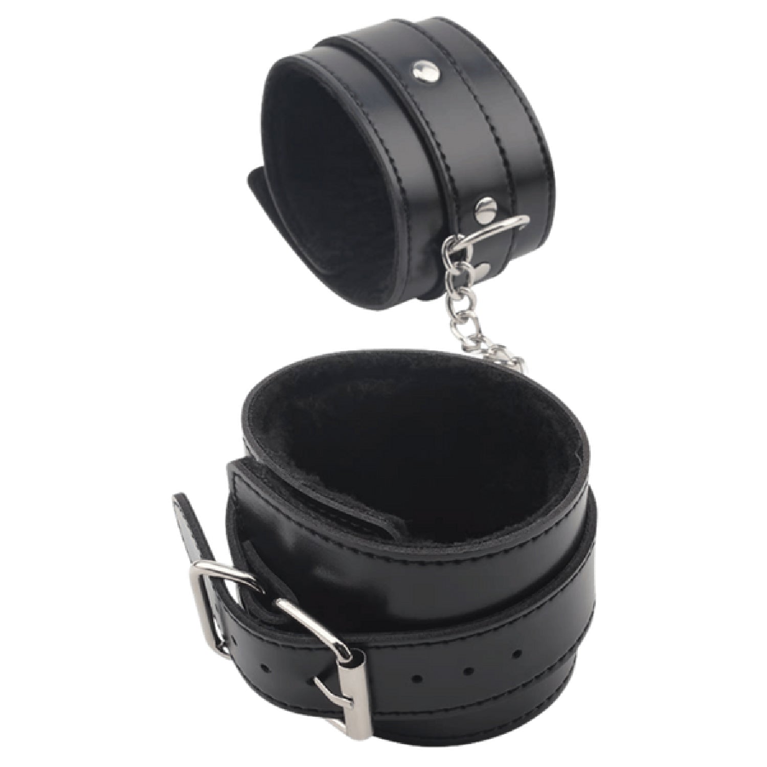 Obey Me Leather Ankle Cuffs – Adjustable Metal Hook Ankle Cuffs Secondary image