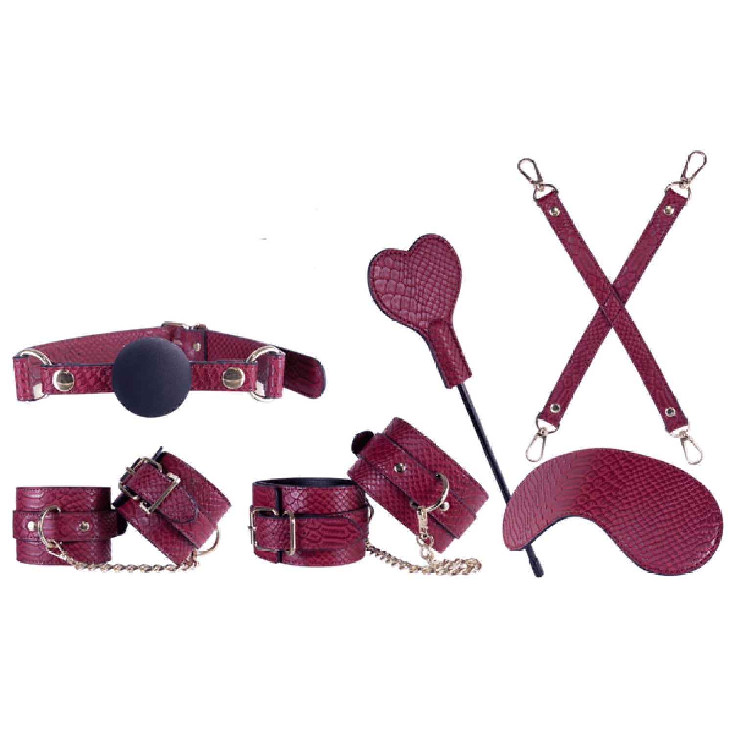 Sovereign Luxury Bondage Set Red with Gag Cuffs Paddle – Adult Stuff Warehouse