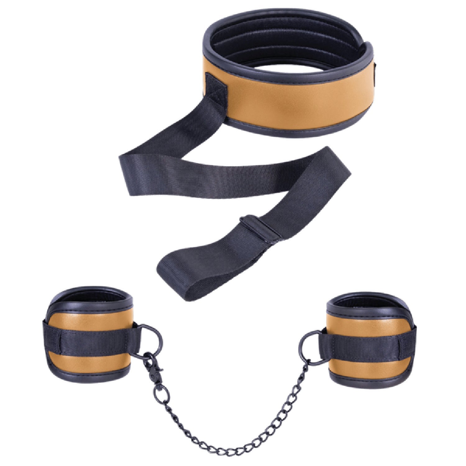 Adjustable Brown Collar with Handcuffs – Velcro Lock, Webbing Strap, 22.4cm Chain Secondary image