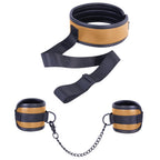 Adjustable Brown Collar with Handcuffs – Velcro Lock, Webbing Strap, 22.4cm Chain > Bondage Gear > Restraints