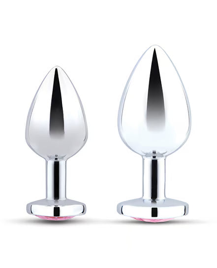 b-Vibe Jewel Heart Metal Butt Plug Training Set (Small 7.1cm & Large 8.1cm insertable) > Anal Range > Jewel Butt Plugs