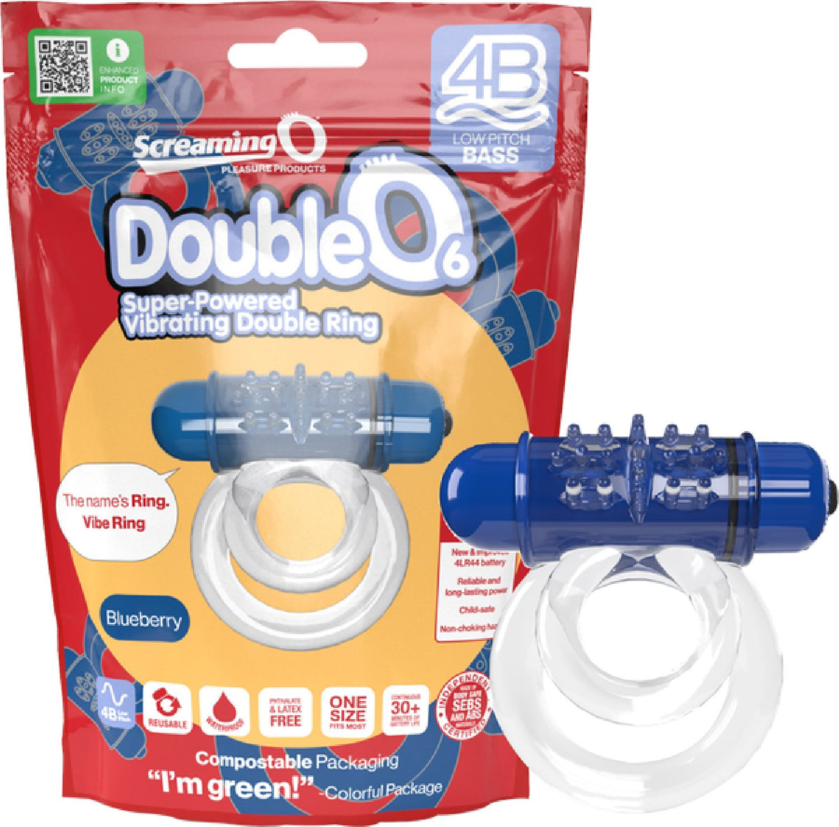 Double O 6 4B Vibrating Ring with Raised Ticklers and Long-Lasting Batteries – Vibrating Ring > Cock Ring > Vibrating
