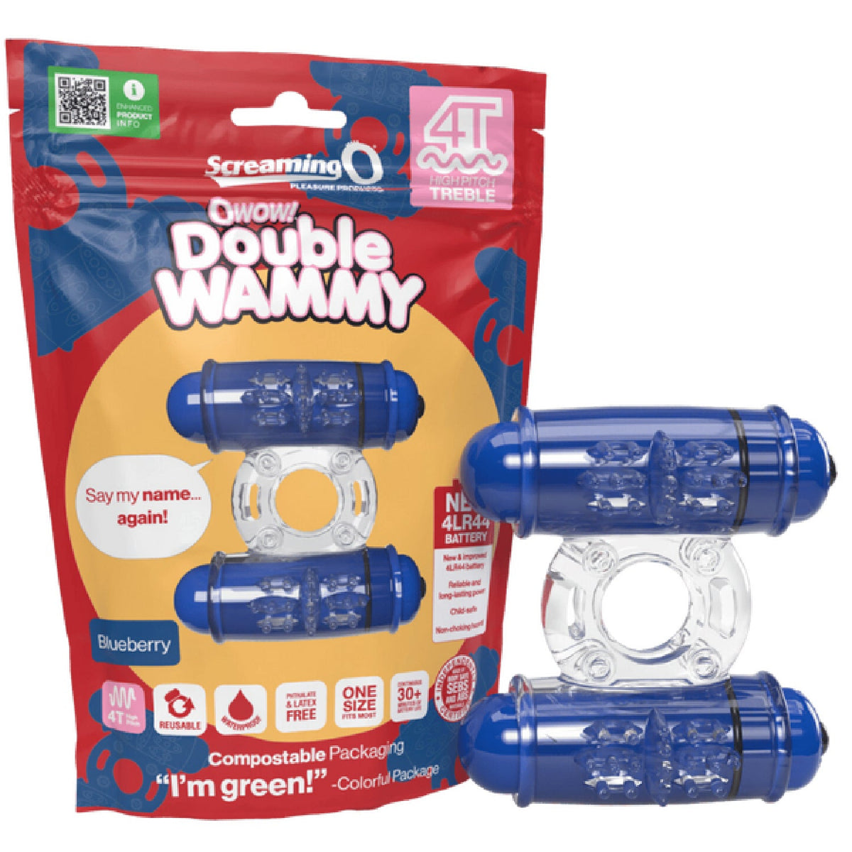 Double Wammy 4T – High Pitch Treble Vibrating Cock Ring with 5 Speeds and Pulse Pattern Blueberry > Sex Toys > Couples Toys