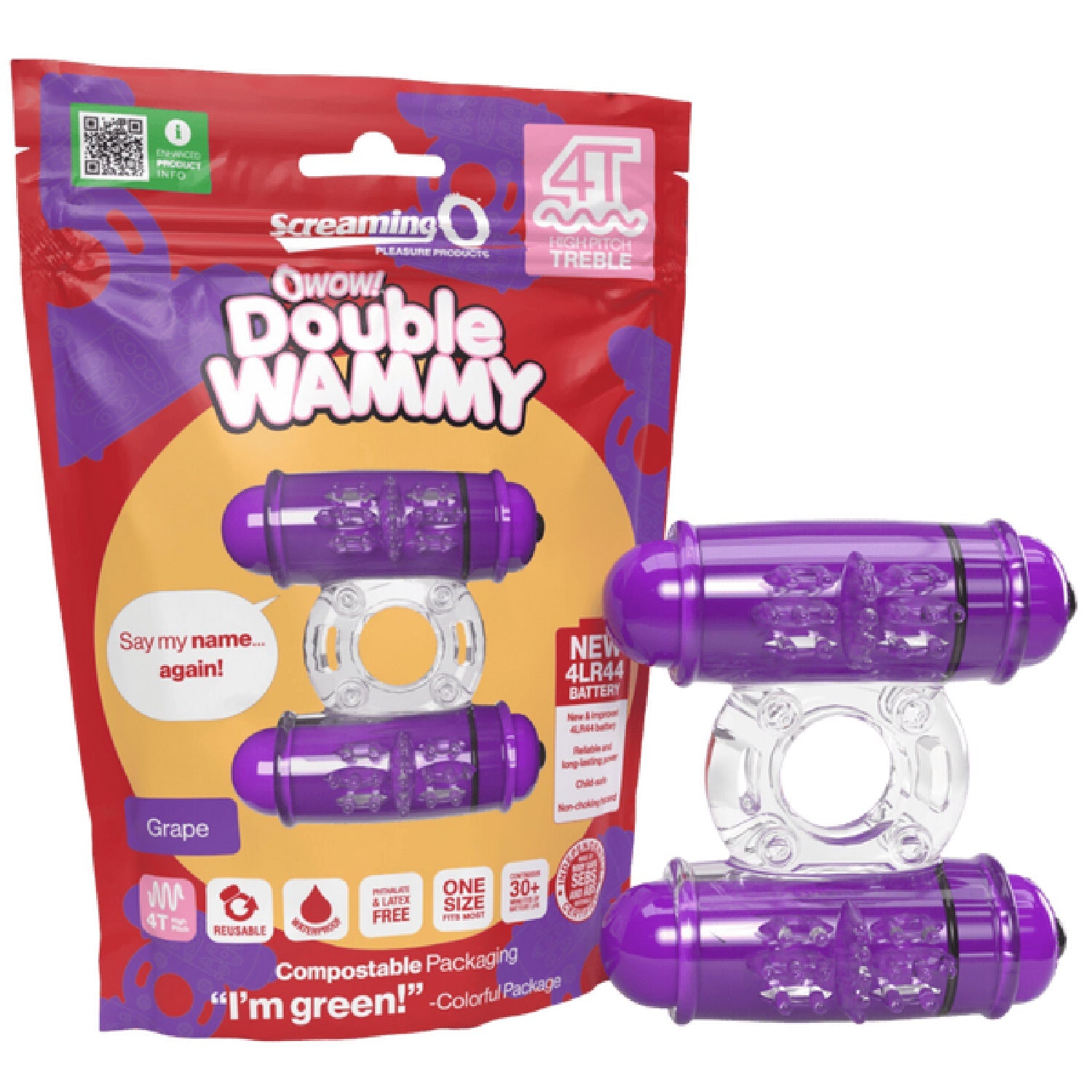 Double Wammy 4T – High Pitch Treble Vibrating Cock Ring with 5 Speeds and Pulse Pattern > Sex Toys > Couples Toys