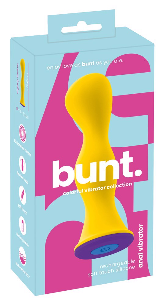 Bunt Anal Vibrator Soft Touch Silicone 12.6 cm Yellow and Purple > Anal Range > Anal Probes
