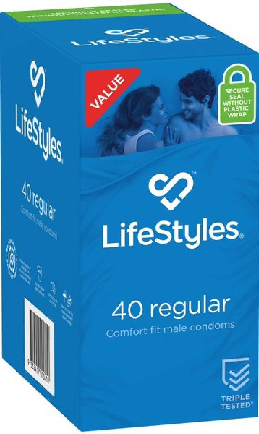 LifeStyles Regular Easy-Fit Smooth Lubricated 54mm Width Condom 40 Pack > Essentials > Condoms