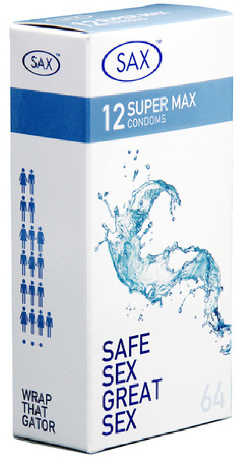 Sax Super Max Fit 12 Pack – 64mm Latex Condoms Pack of 12 > Essentials > Condoms