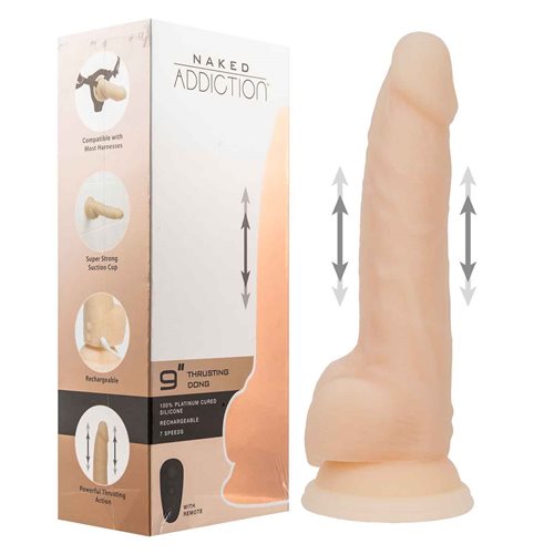 Naked Addiction 9 Thrusting Dildo with Remote - Vanilla