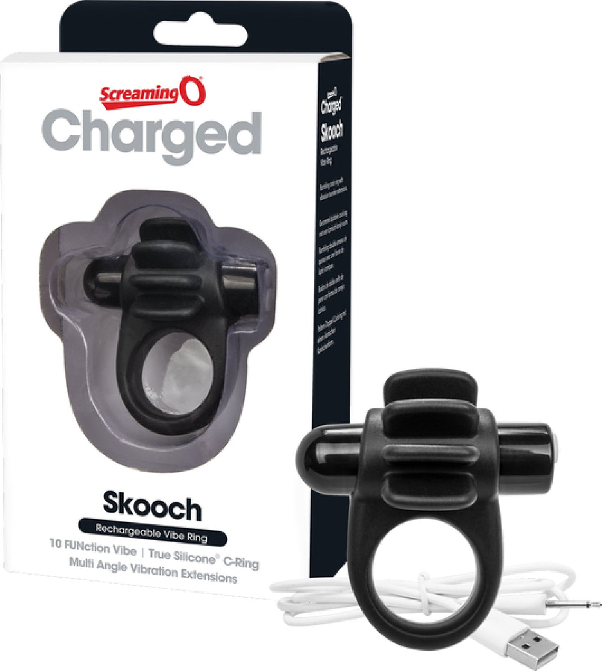 Skooch Charged Rechargeable Vibrating Cock Ring with Textured Silicone Stimulation > Sex Toys > Couples Toys