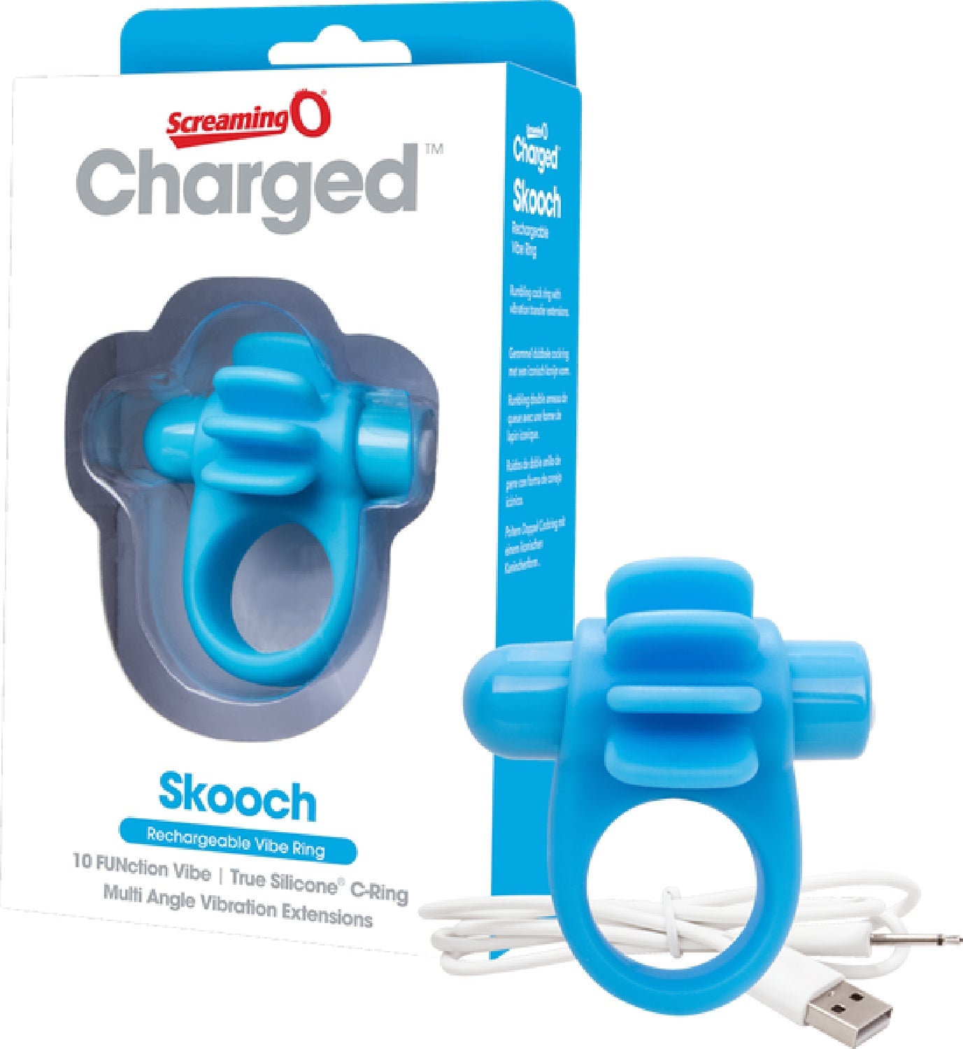 Skooch Charged Rechargeable Vibrating Cock Ring with Textured Silicone Stimulation > Sex Toys > Couples Toys