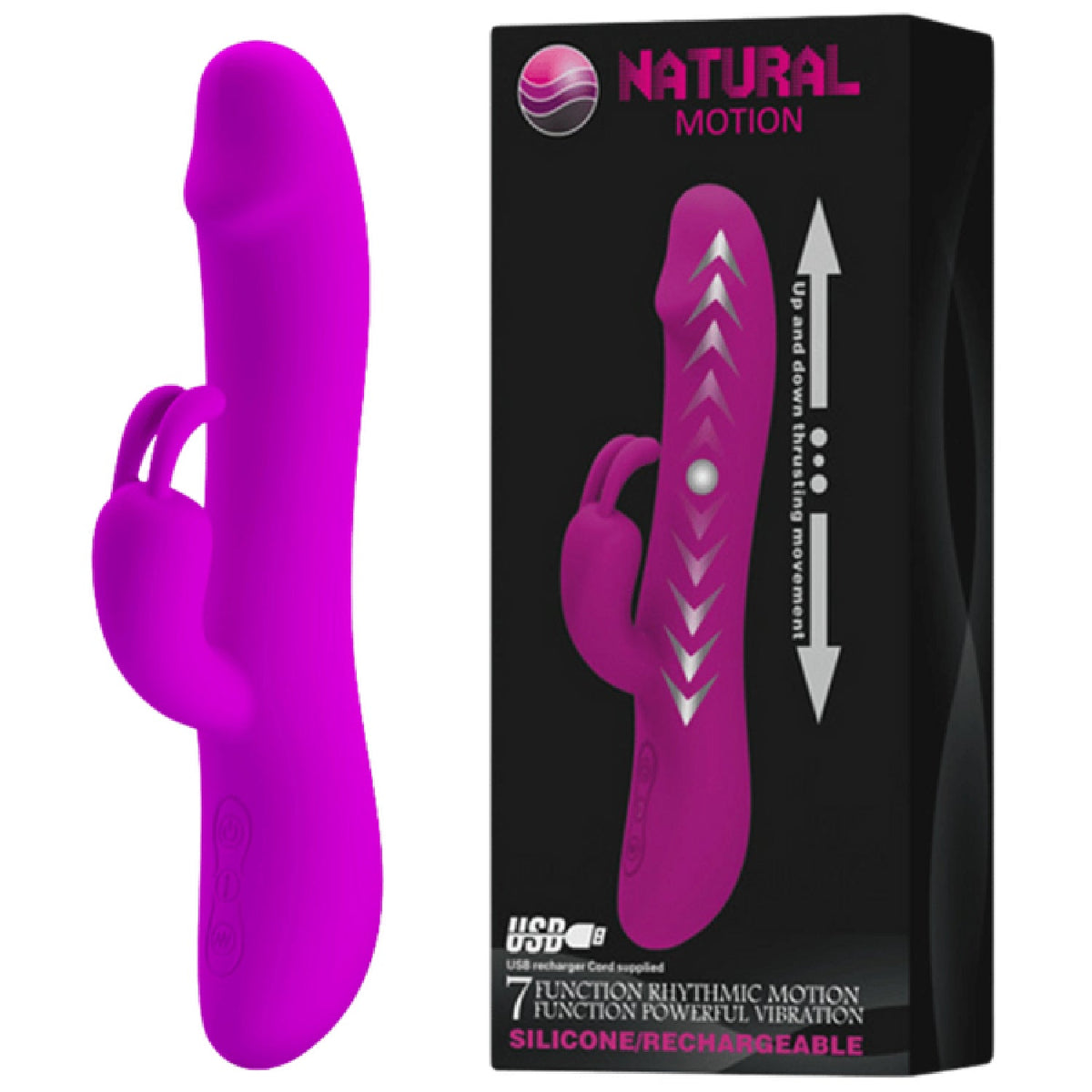 Natural Motion Thrusting – Rechargeable Silicone Rabbit Vibrator with 7 Functions > Vibrators > Ladies > Rabbit