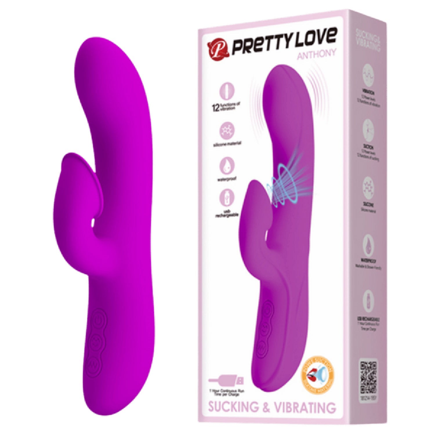 Rechargeable Anthony – Silicone Clit Suction Rabbit Vibrator With Curved Shaft And Thicker Tip Secondary image