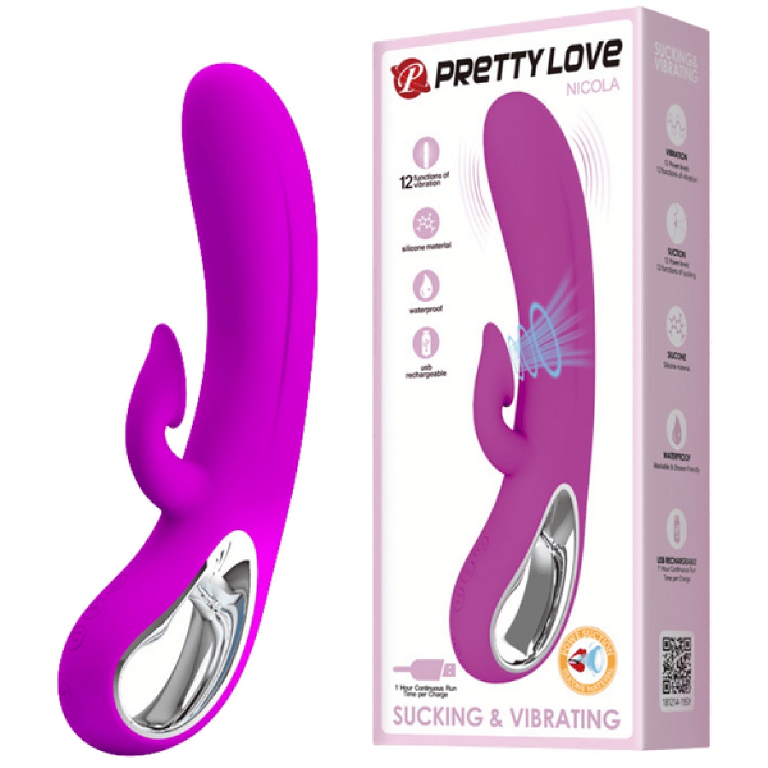 Nicola Rechargeable – Silicone 24 Function Clit Suction Rabbit Vibrator Secondary image