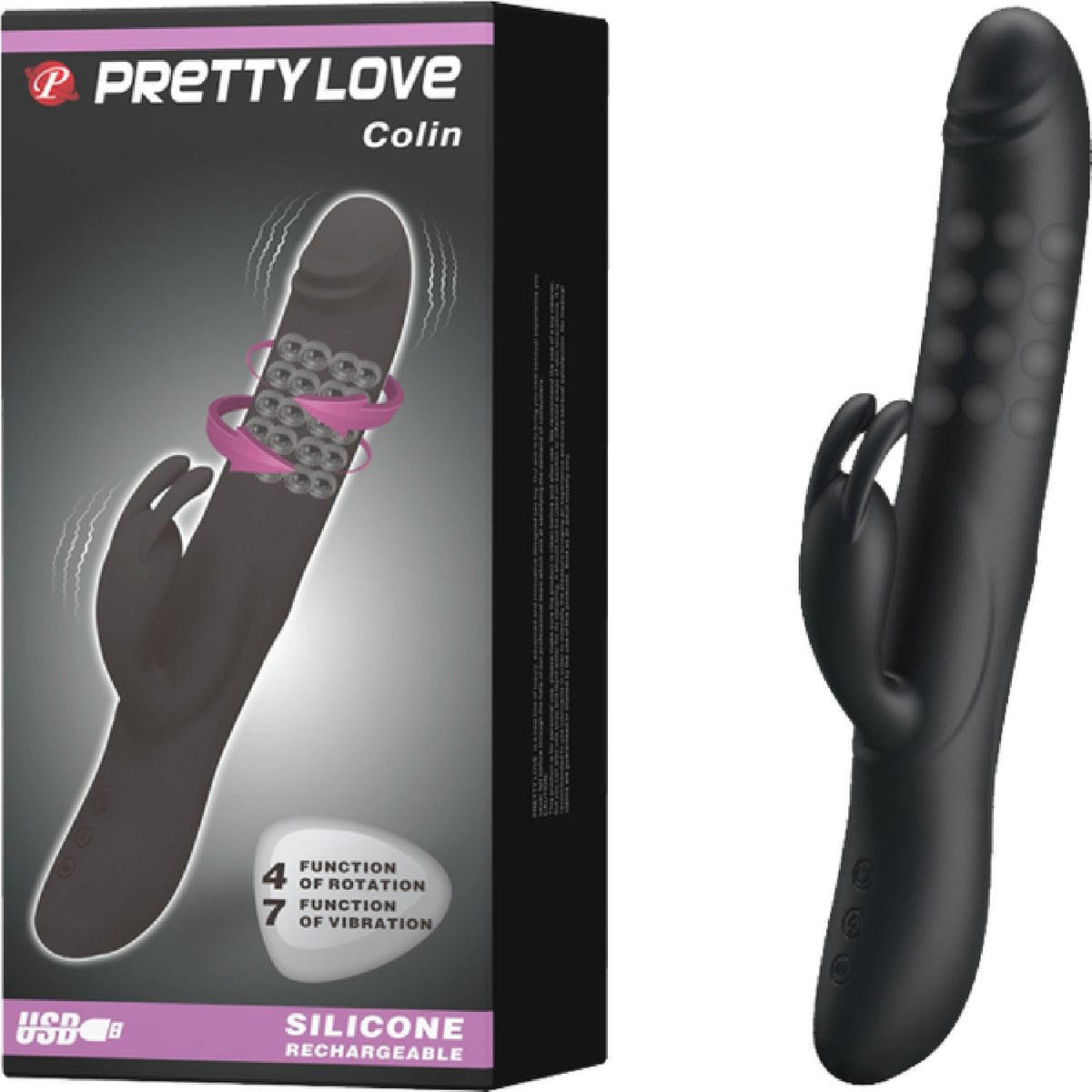 Pretty Love Rechargeable Colin Luxury Rechargeable Silicone Vibrator With Inflatable Head > Vibrators > Ladies > Rabbit Multi