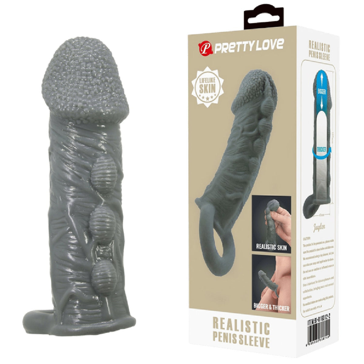 Realistic Penis Sleeve – Stretchy Thickening Penis Sleeve > Sex Toys For Men > Penis Sleeves