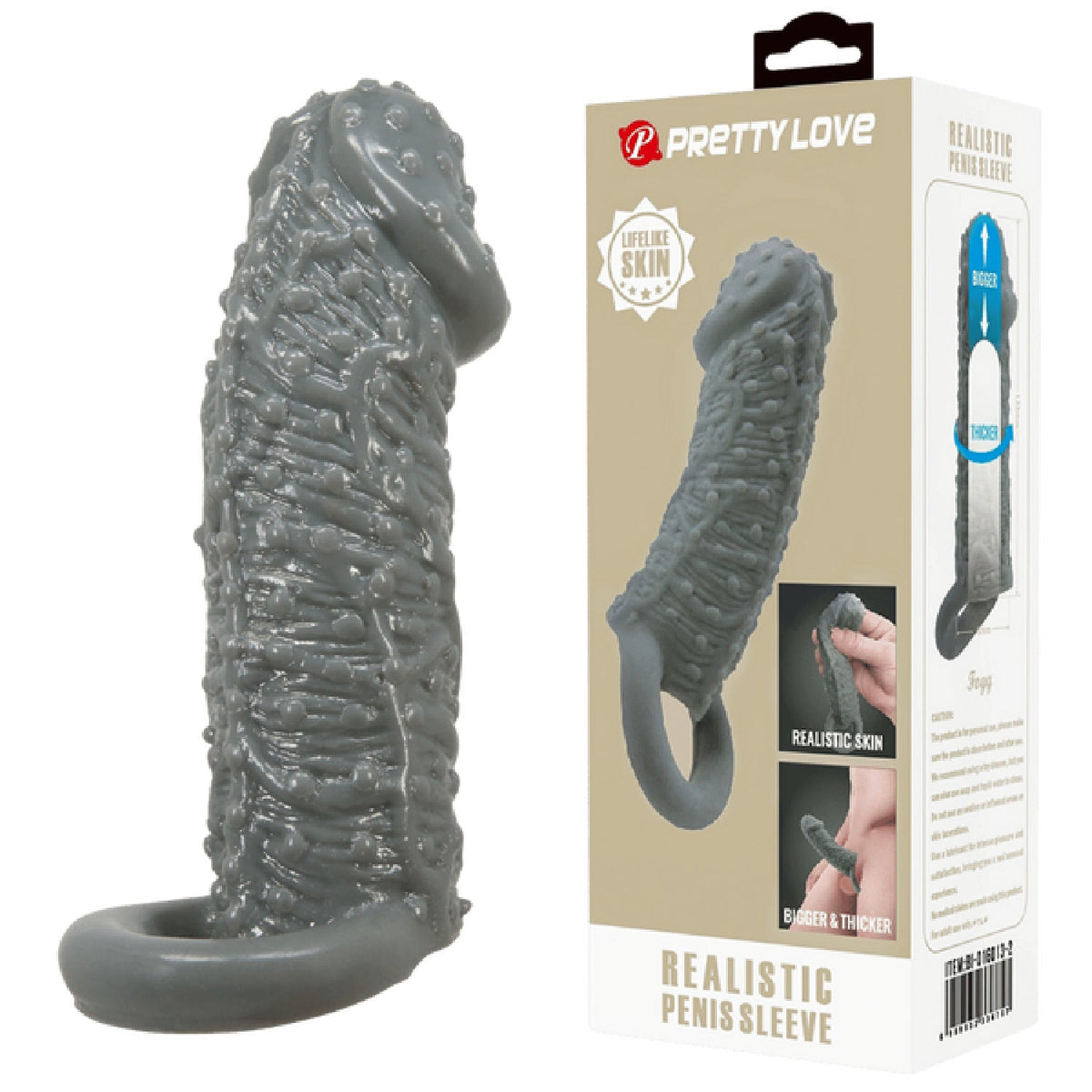 Realistic Penis Sleeve – Stretchy Thickening Penis Sleeve > Sex Toys For Men > Penis Sleeves